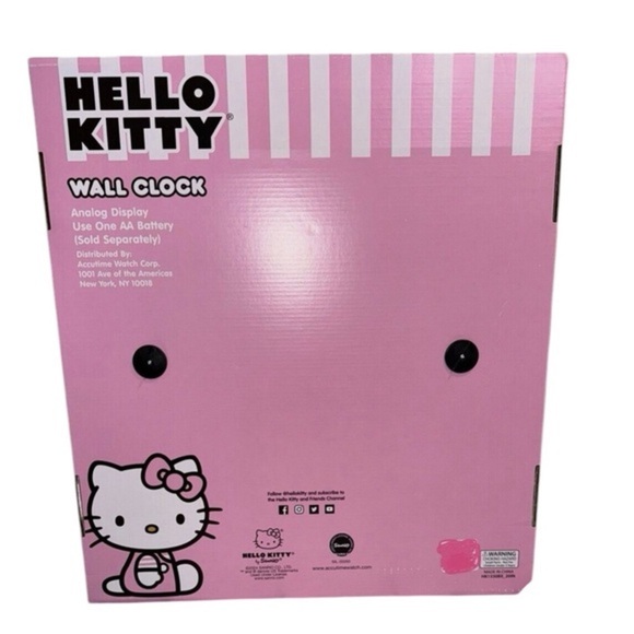Hello Kitty oversized XL‎ round circular pink & gold trim wall clock new in box - Picture 3 of 5